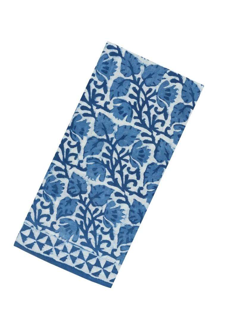 Indigo Printed Jaipur Cotton Saree With Floral Motifs For Women - Indya