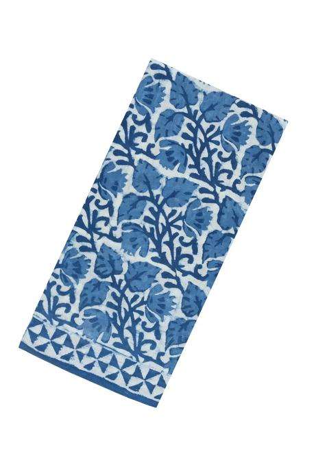 Indigo Printed Jaipur Cotton Saree With Floral Motifs For Women