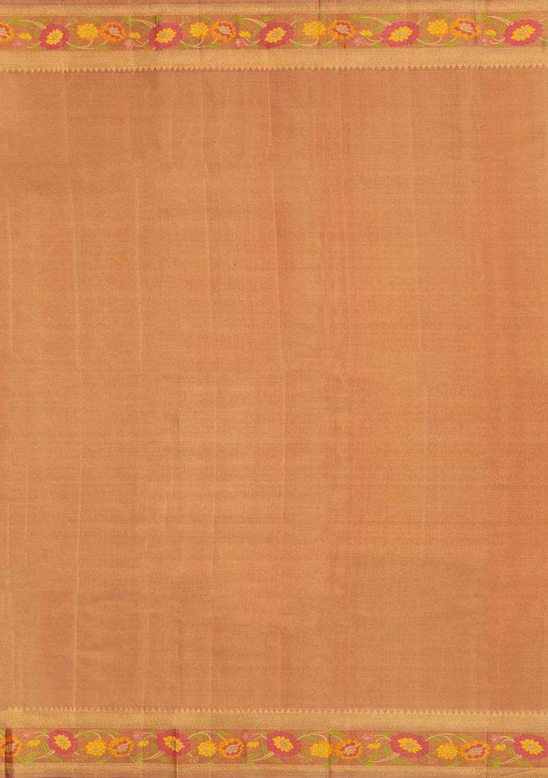 Red Handloom Kanchipuram Silk Saree With Meena Border With Buttas And Brocade Design For Women - Indya