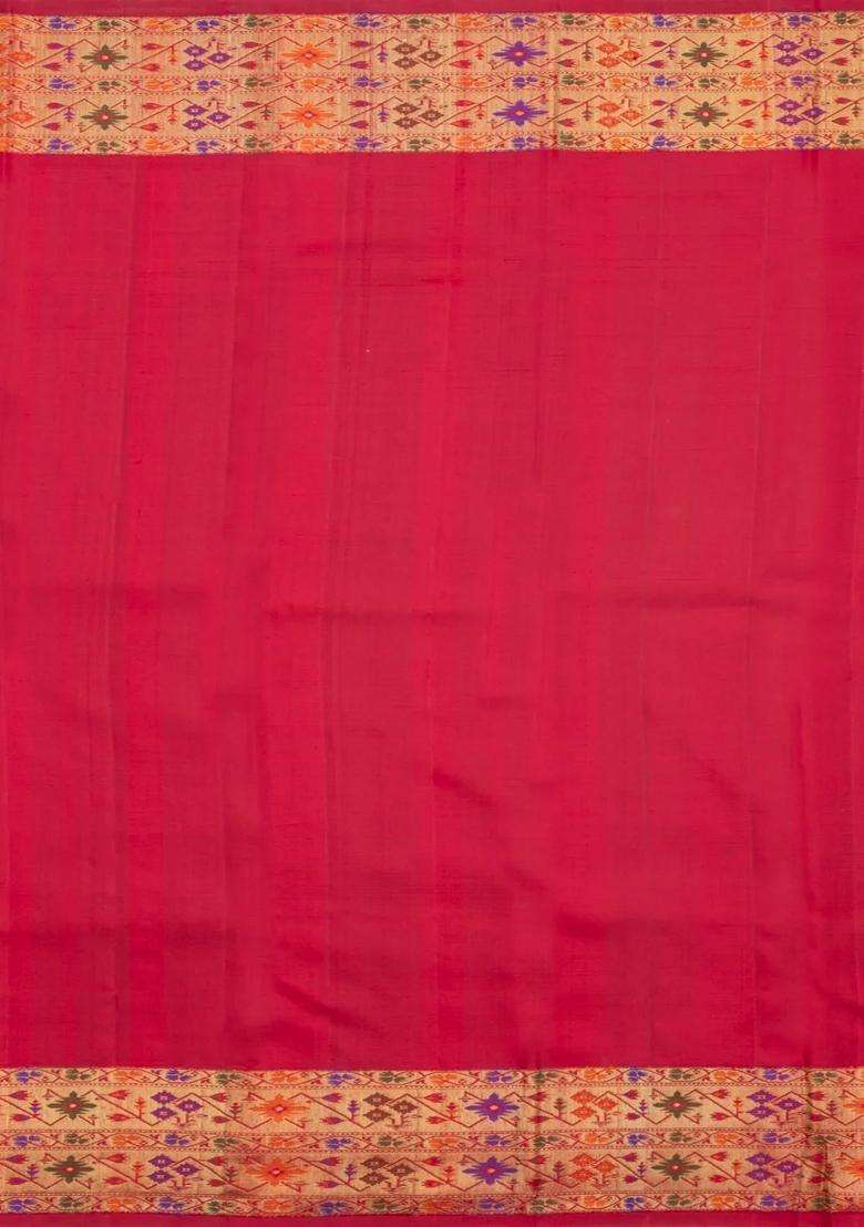 Green Handloom Korvai Kanchipuram Silk Saree With Contrast Meena Border With Korvai And Temple Border Design For Women - Indya