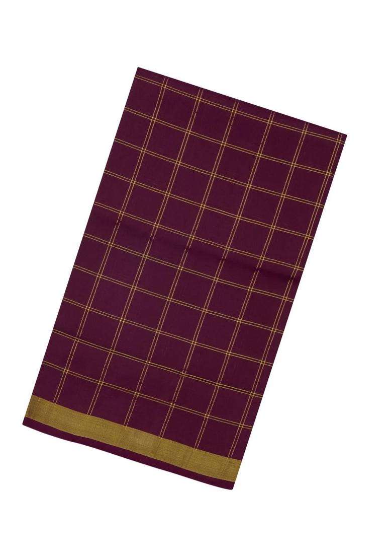 Maroon Handloom Uppada Silk Saree With Checks Meena Pallu With Checks And Stripes Design For Women - Indya