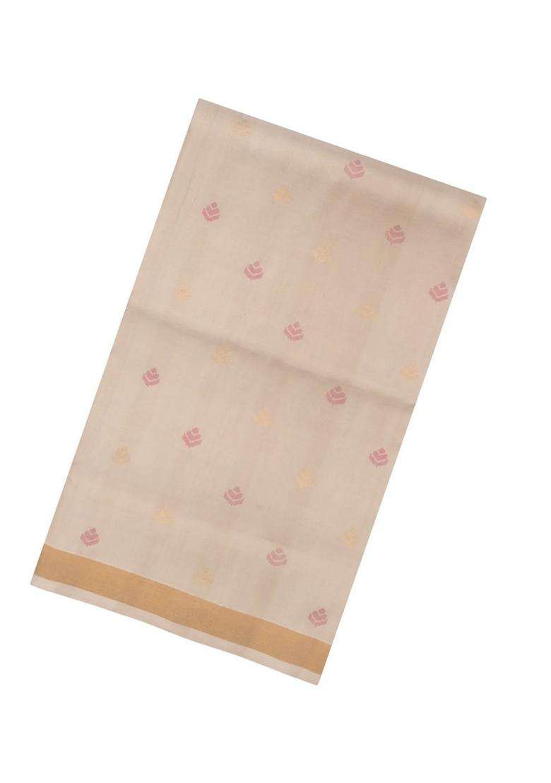 Taupe Handloom Uppada Silk Saree With Buttas Meena Pallu With Buttas And Brocade Design For Women - Indya