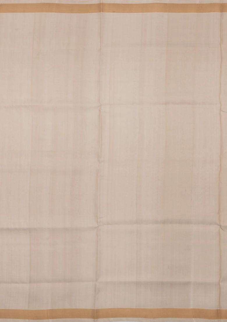 Taupe Handloom Uppada Silk Saree With Buttas Meena Pallu With Buttas And Brocade Design For Women - Indya