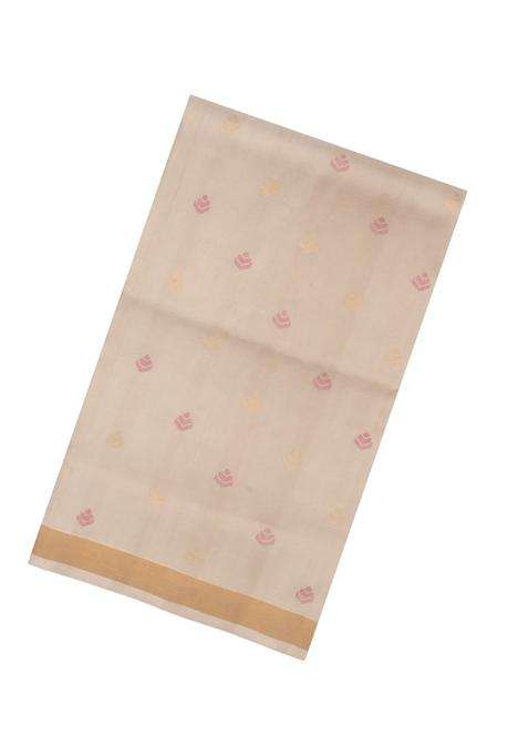 Taupe Handloom Uppada Silk Saree With Buttas Meena Pallu With Buttas And Brocade Design For Women