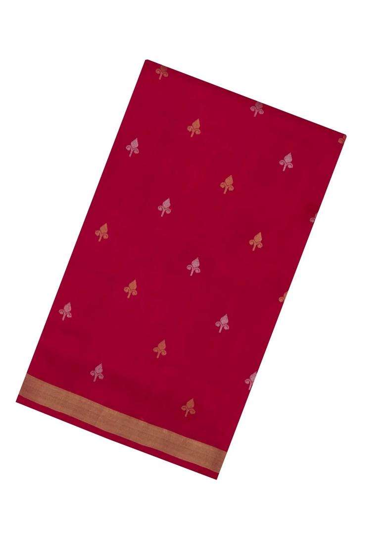 Red Handloom Uppada Silk Saree With Buttas Meena Pallu With Buttas And Brocade Design For Women - Indya