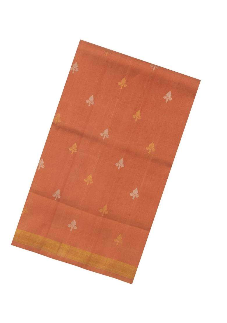 Dusty Peach Handloom Uppada Silk Saree With Buttas Meena Pallu With Buttas And Brocade Design For Women - Indya