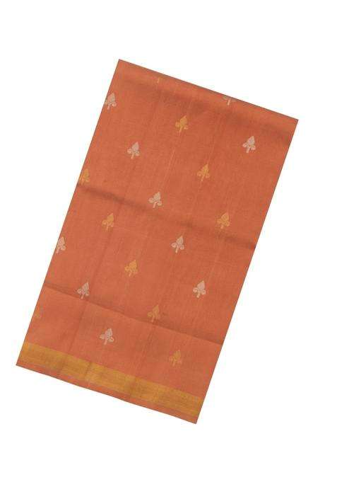 Dusty Peach Handloom Uppada Silk Saree With Buttas Meena Pallu With Buttas And Brocade Design For Women