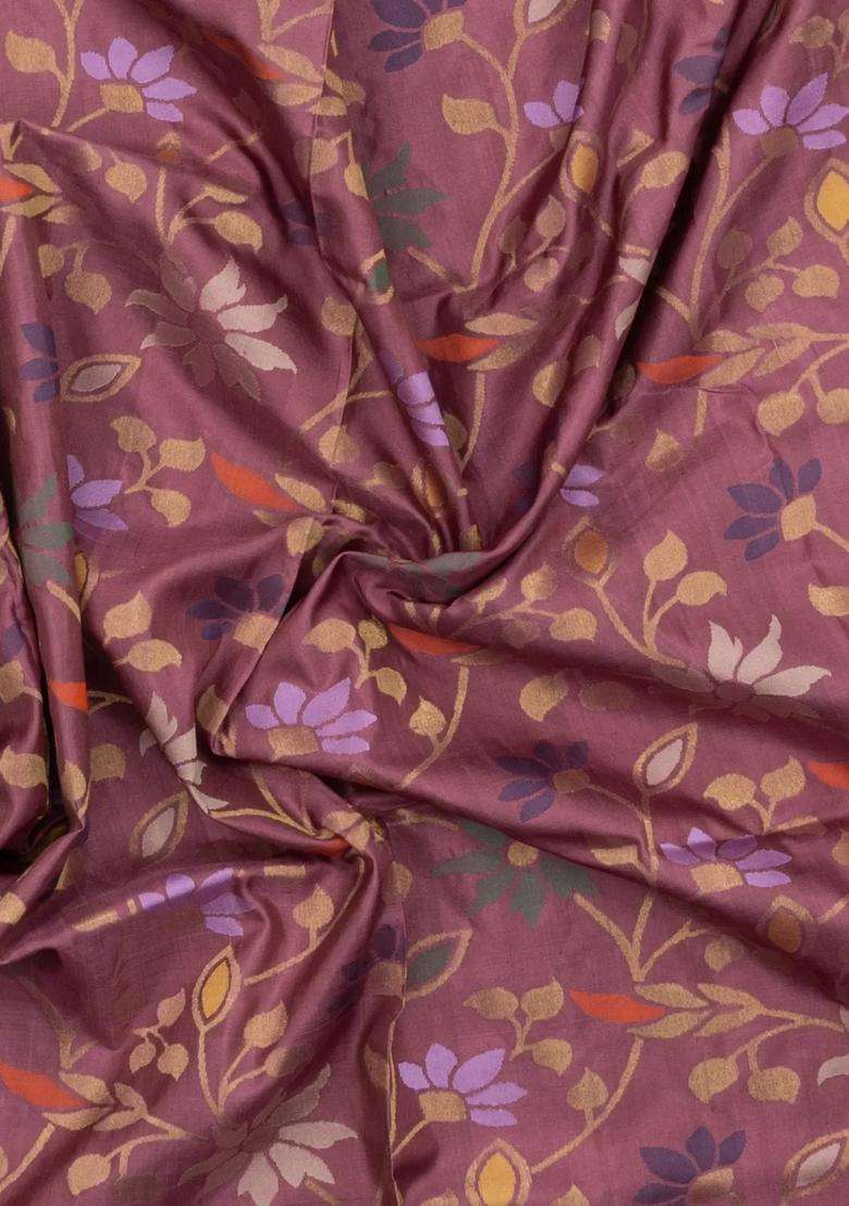 Dusty Pink Handloom Uppada Silk Saree With Meena Floral Motifs With Buttas And Brocade Design For Women - Indya