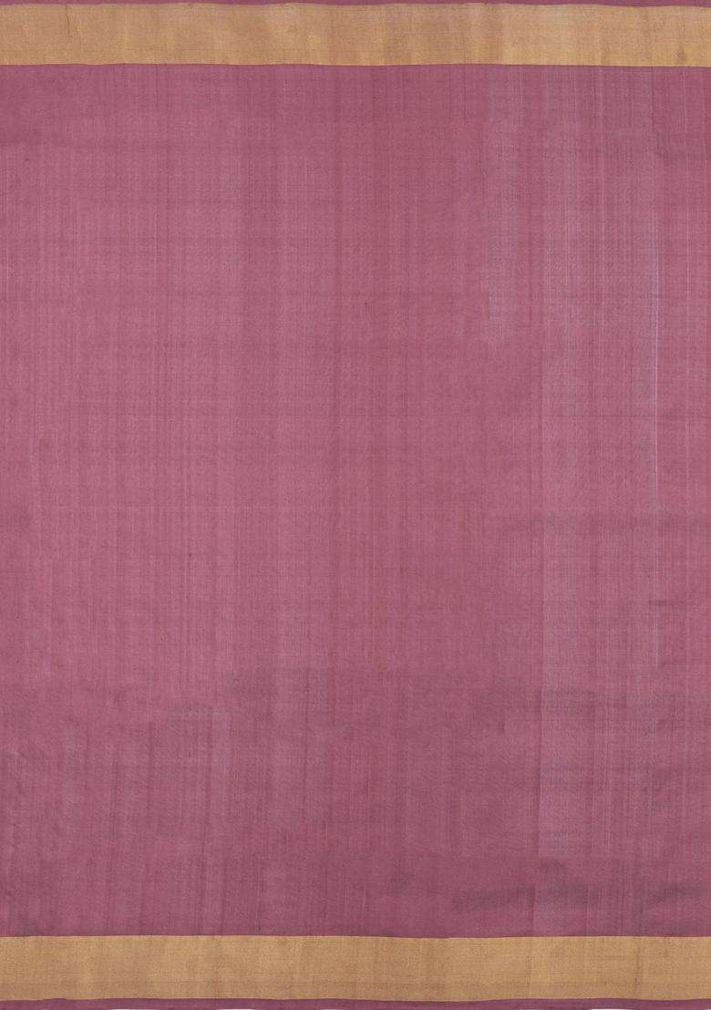 Dusty Pink Handloom Uppada Silk Saree With Meena Floral Motifs With Buttas And Brocade Design For Women - Indya