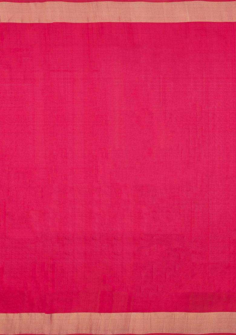 Pink Handloom Uppada Silk Saree With Meena Floral Motifs With Buttas And Brocade Design For Women - Indya
