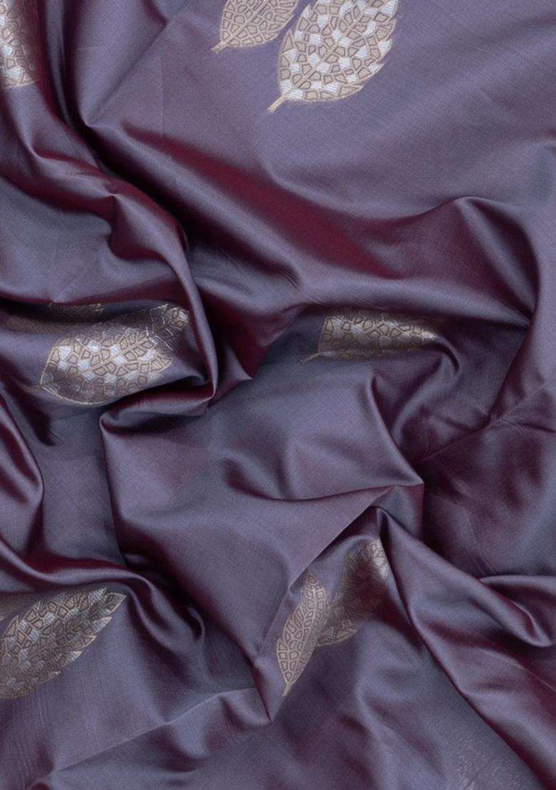 Grey Woven Aura Art Silk Saree With Zari Buttas Contrast Border With Jhalar With Buttas And Brocade Design For Women - Indya