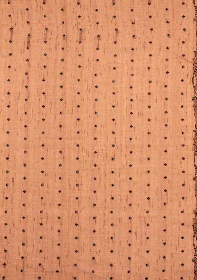 Rust Printed Synthetic Dupion Art Silk Saree With Floral Motifs For Women - Indya