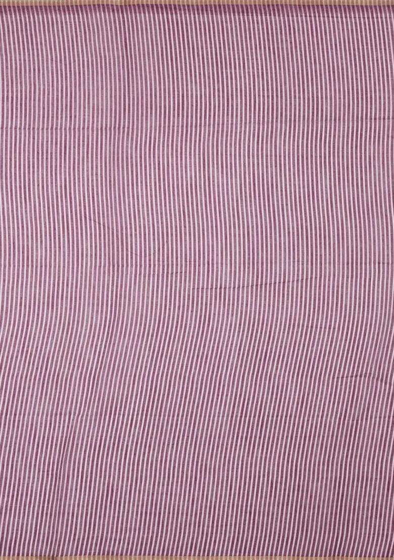 Lilac Printed Art Linen Saree Flower Motifs With Jhalar For Women - Indya