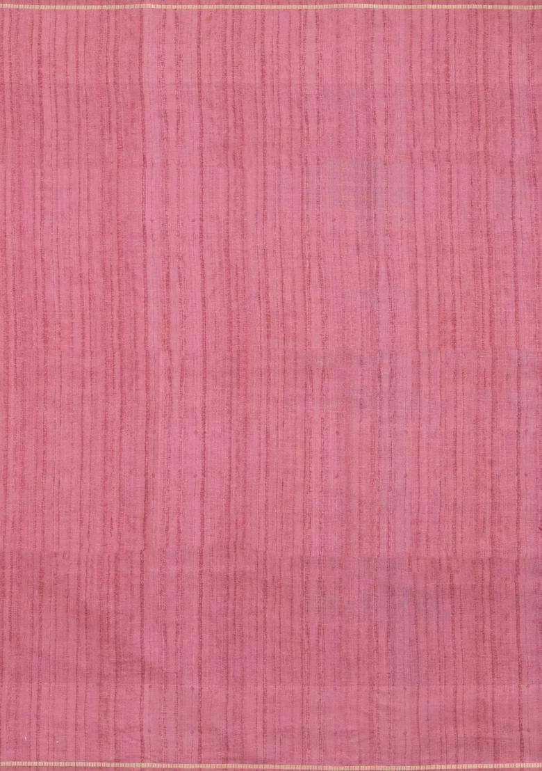 Peach Printed Synthetic Dupion Art Silk Saree With Checks Contrast Border For Women - Indya
