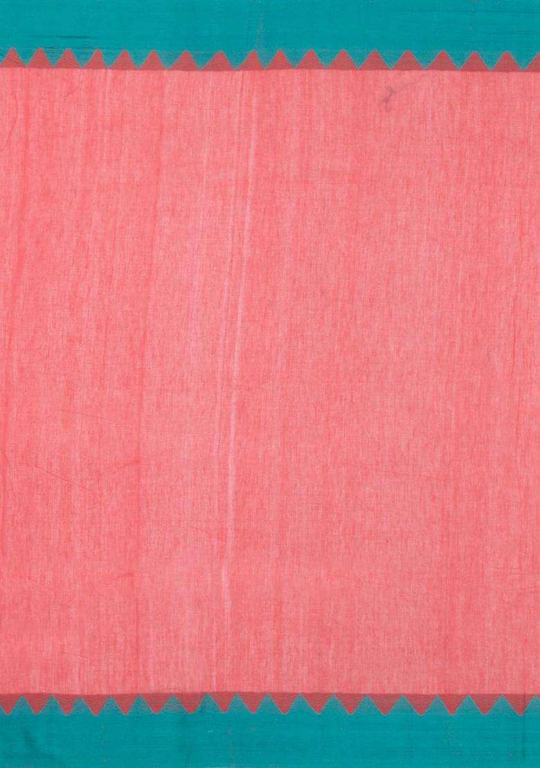 Pink Handloom Bengal Cotton Saree With Buttas With Buttas And Brocade Design For Women - Indya