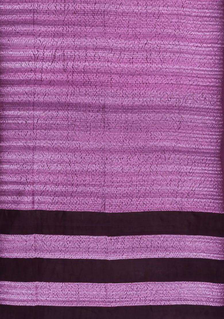 Lavander Lavender Handloom Bengal Cotton Saree With Abstract Motifs With Buttas And Brocade Design For Women - Indya