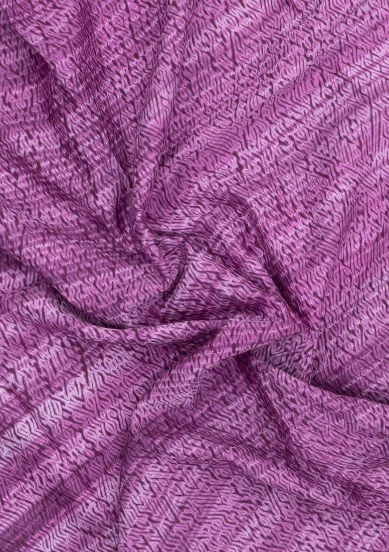 Lavander Lavender Handloom Bengal Cotton Saree With Abstract Motifs With Buttas And Brocade Design For Women - Indya