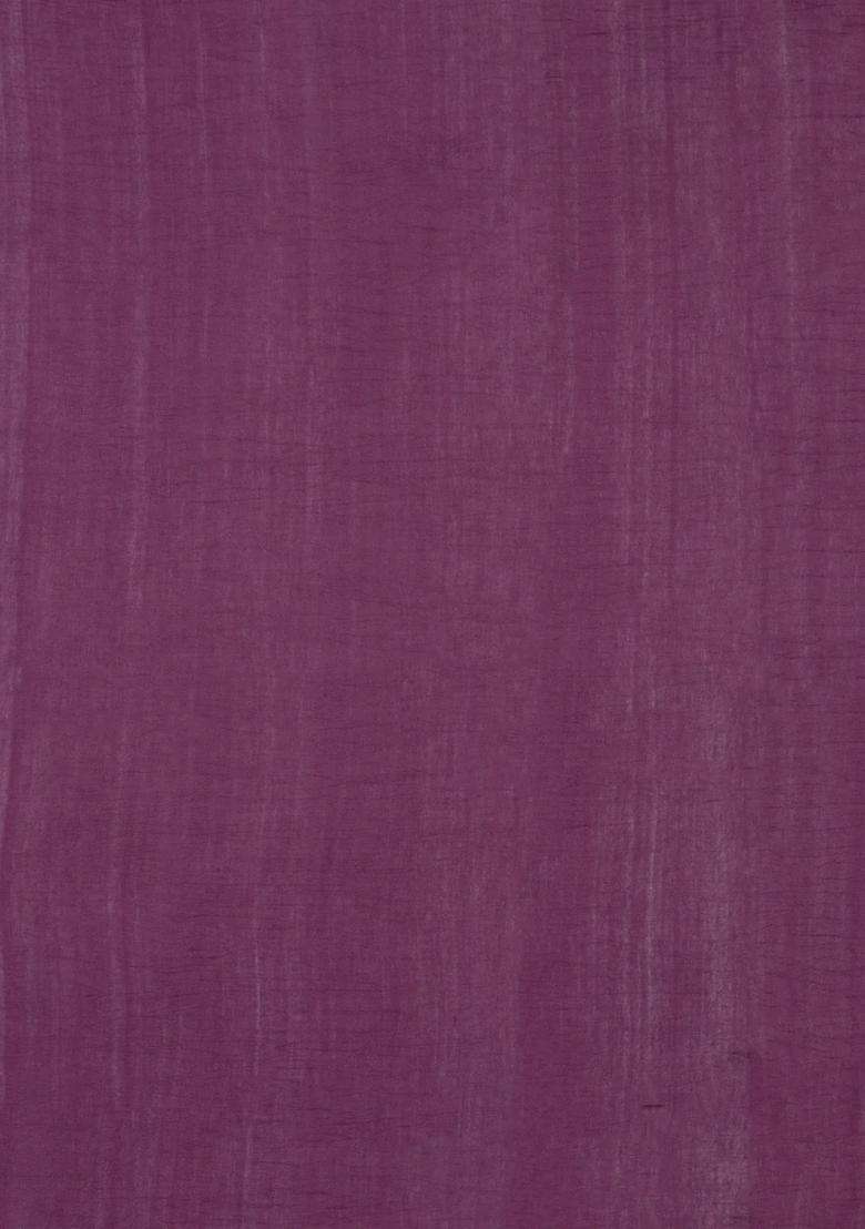Lavander Lavender Handloom Bengal Cotton Saree With Abstract Motifs With Buttas And Brocade Design For Women - Indya