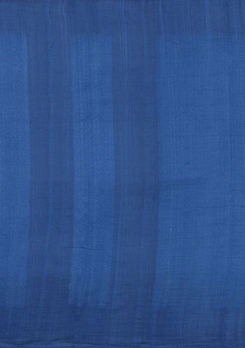Light Blue Handloom Bengal Cotton Saree With Abstract Motifs With Buttas And Brocade Design For Women - Indya