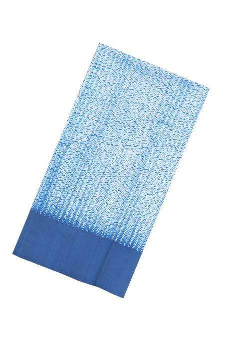 Light Blue Handloom Bengal Cotton Saree With Abstract Motifs With Buttas And Brocade Design For Women