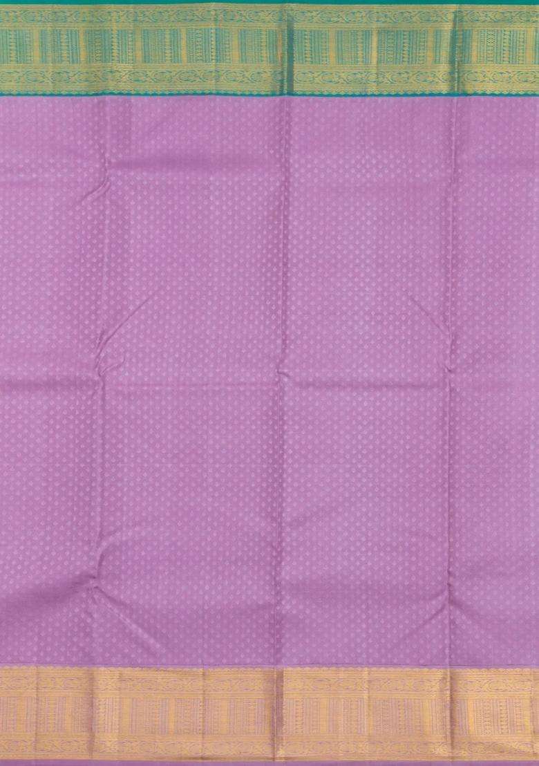 Cream Handloom Korvai Kanchipuram Silk Saree With Ganga Jamuna Border With Korvai And Temple Border Design For Women - Indya