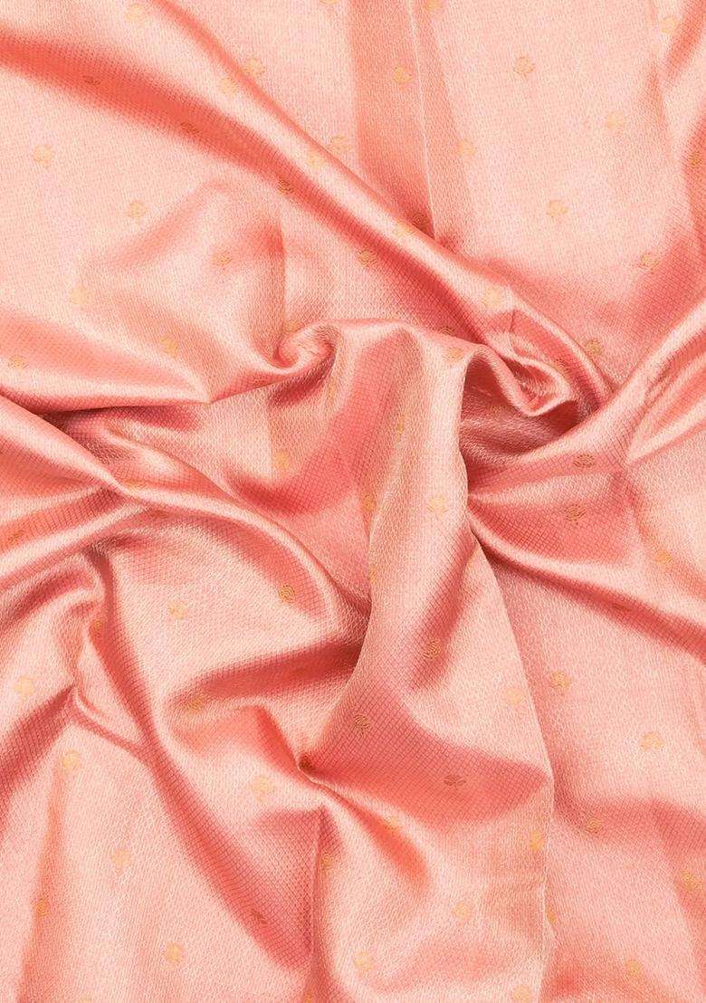 Baby Pink Handloom Korvai Kanchipuram Silk Saree With Contrast Border With Korvai And Temple Border Design For Women - Indya