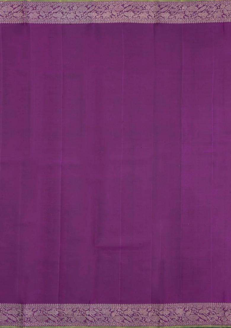 Baby Pink Handloom Korvai Kanchipuram Silk Saree With Contrast Border With Korvai And Temple Border Design For Women - Indya