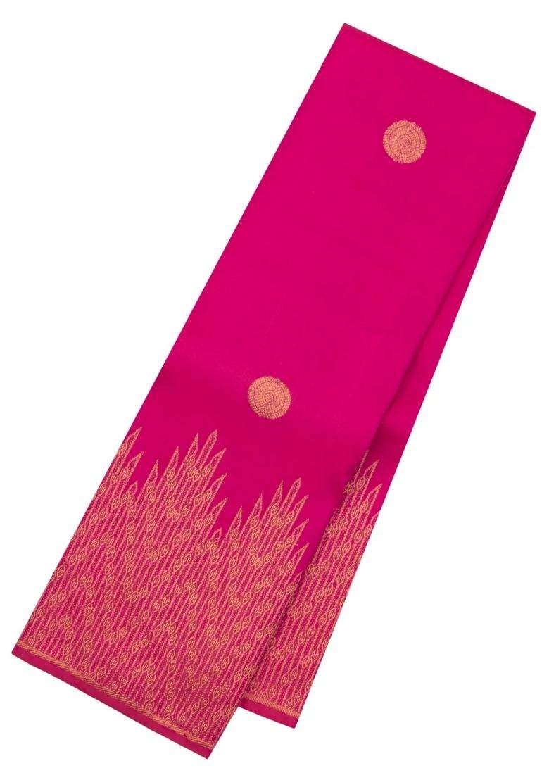 Pink Handloom Kanchipuram Silk Saree With Chakaram Buttas With Buttas And Brocade Design For Women - Indya