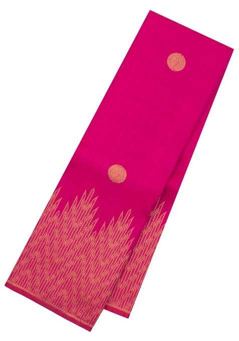 Pink Handloom Kanchipuram Silk Saree With Chakaram Buttas With Buttas And Brocade Design For Women