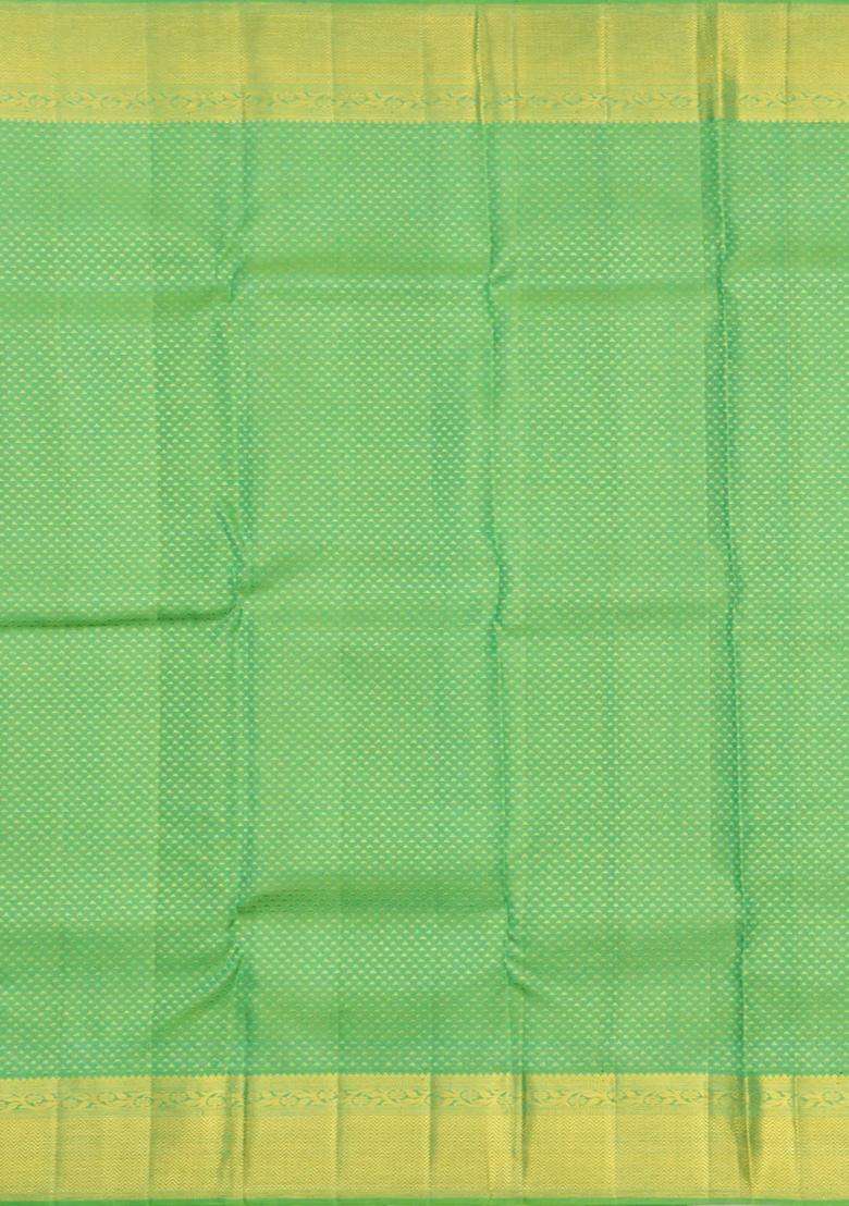 Default Title Dark Purple Handloom Korvai Kanchipuram Silk Saree With Floral Zari Motifs With Korvai And Temple Border Design For Women - Indya