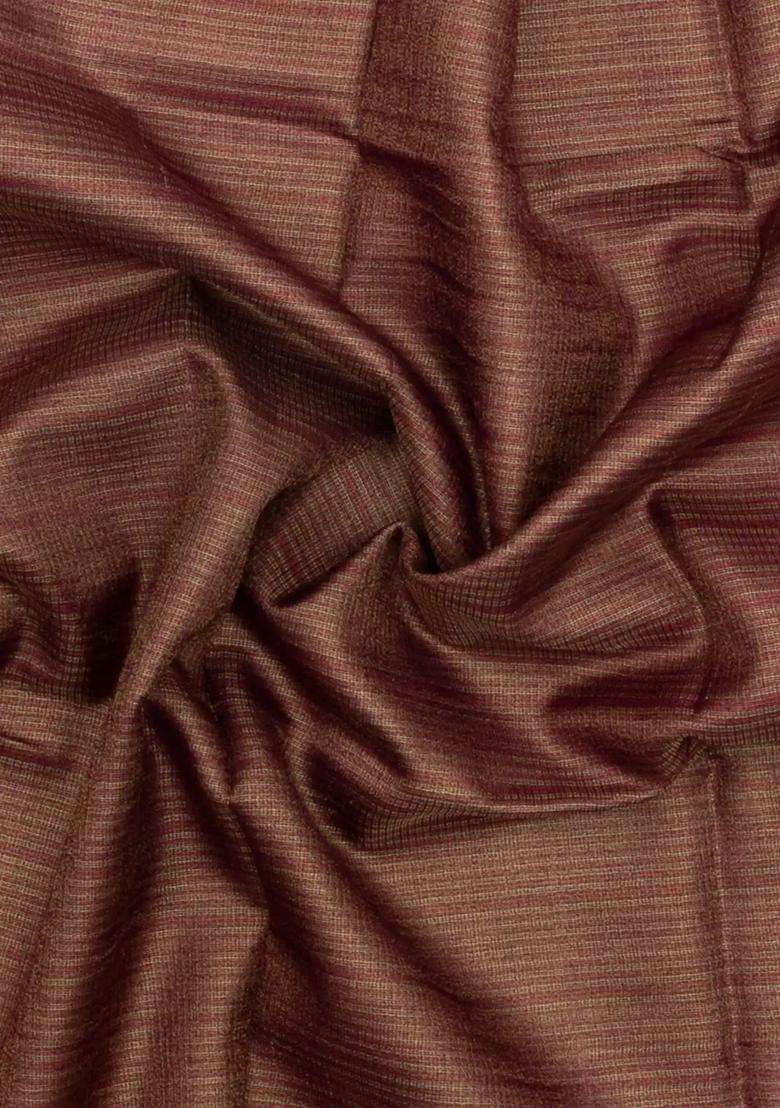 Brown Woven Tussar Tissue Silk Saree With Checks With Checks And Stripes Design For Women - Indya