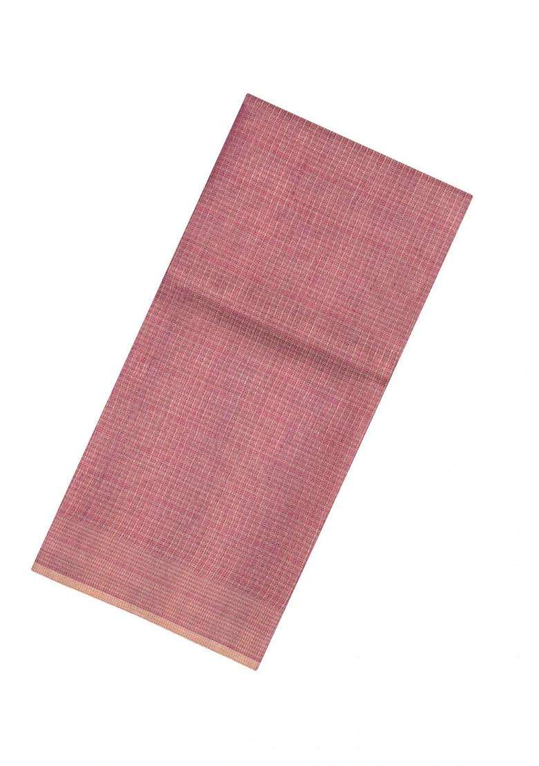 Dusty Pink Woven Tussar Tissue Silk Saree With Checks With Checks And Stripes Design For Women - Indya