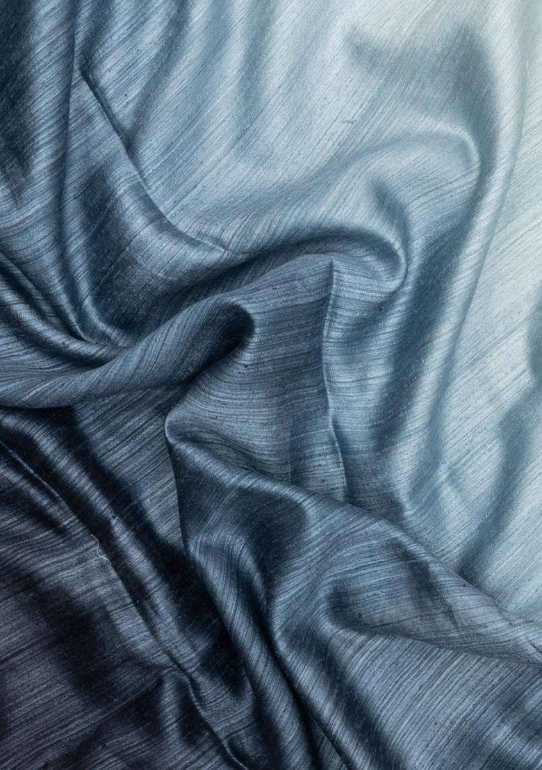 Grey Printed Tussar Silk Saree With Annam Motifs For Women - Indya