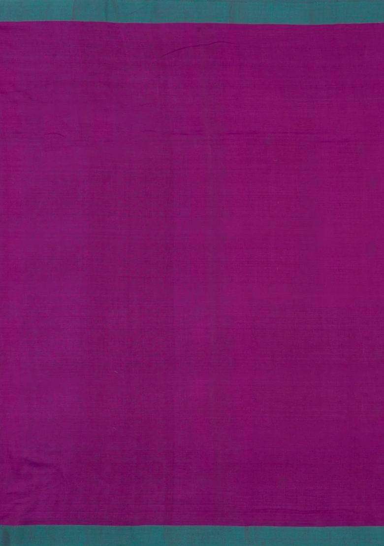 Magenta Woven Tussar Silk Saree With Floral Motifs With Printed Design For Women - Indya