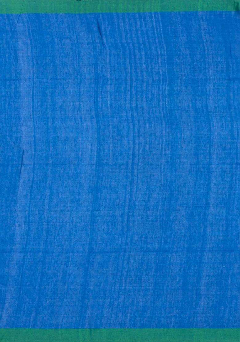 Blue Woven Tussar Silk Saree With Floral Motifs With Printed Design For Women - Indya