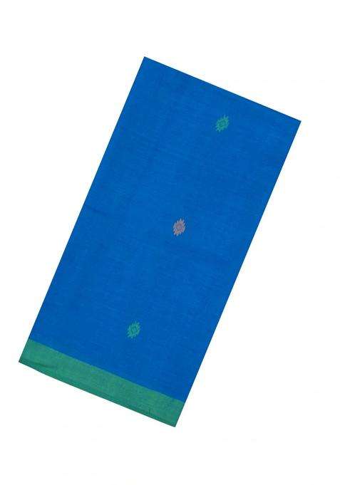 Blue Woven Tussar Silk Saree With Floral Motifs With Printed Design For Women
