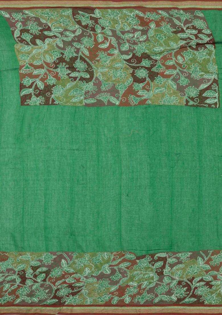 Crimson Handloom Chanderi Cotton Saree With Multi Colour Stripes With Checks And Stripes Design For Women - Indya