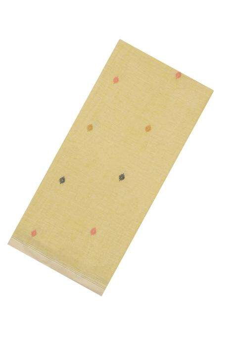 Cream Handloom Bengal Cotton Saree With Meena Buttas With Buttas And Brocade Design For Women