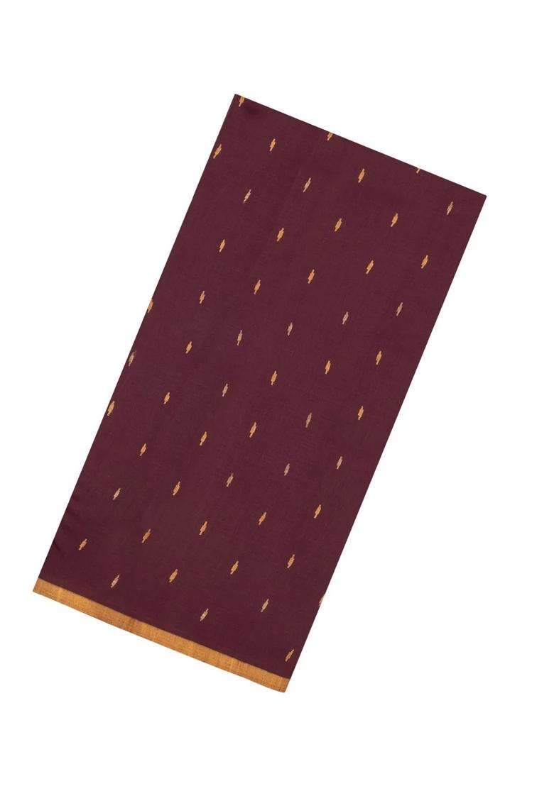 Maroon Handloom Bengal Cotton Saree With Buttas With Buttas And Brocade Design For Women - Indya