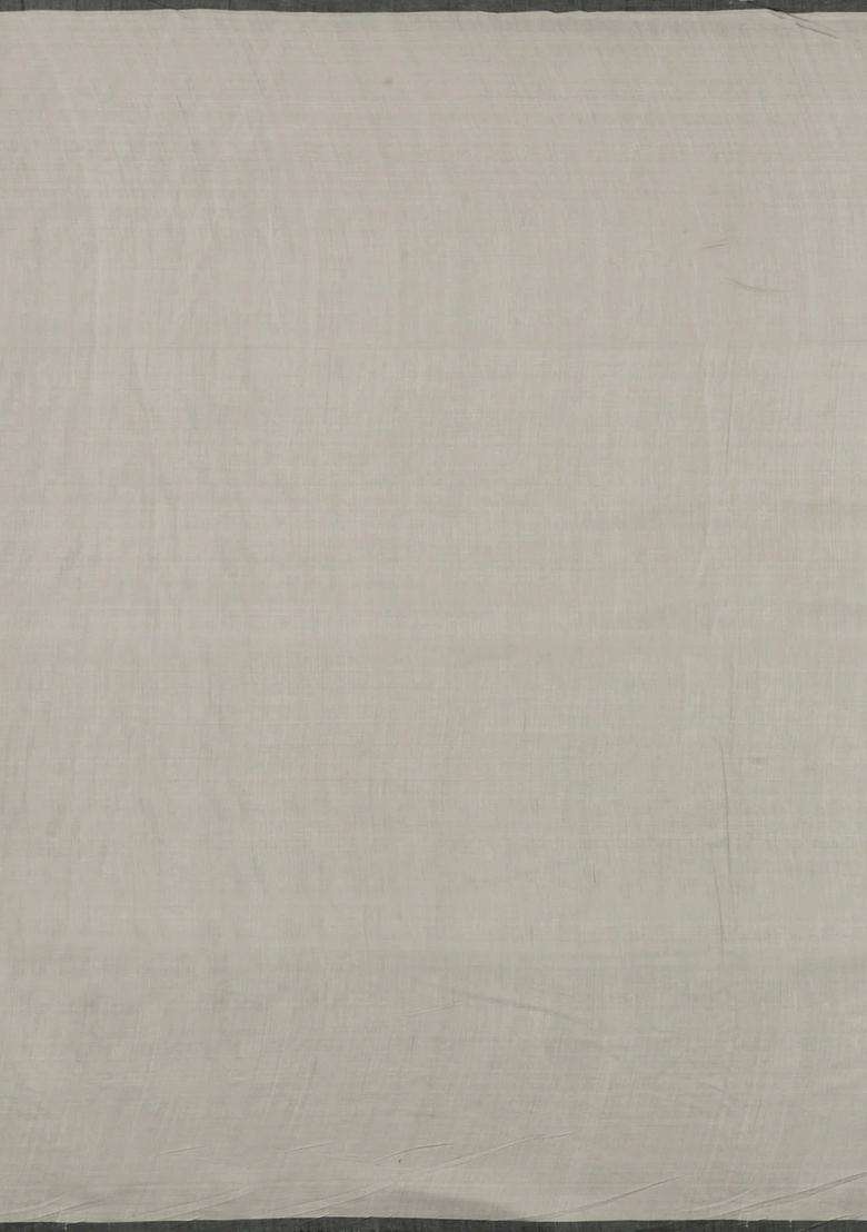 Grey Handloom Bengal Cotton Saree With Buttas With Buttas And Brocade Design For Women - Indya