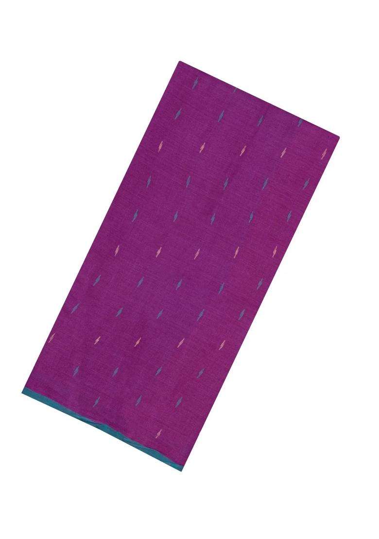 Purple Handloom Bengal Cotton Saree With Buttas With Buttas And Brocade Design For Women - Indya
