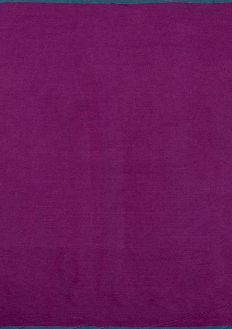 Purple Handloom Bengal Cotton Saree With Buttas With Buttas And Brocade Design For Women - Indya