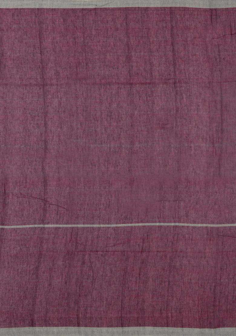 Maroon Handloom Bengal Cotton Saree With Buttas Contrast Border With Buttas And Brocade Design For Women - Indya