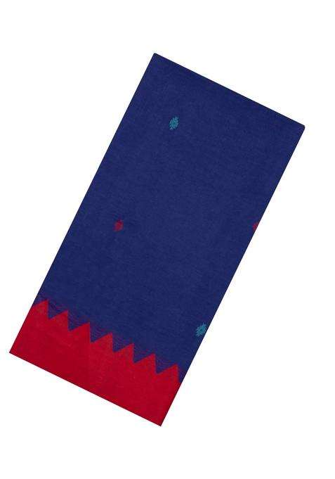 Violet Handloom Bengal Cotton Saree With Buttas Temple Border With Korvai And Temple Border Design For Women