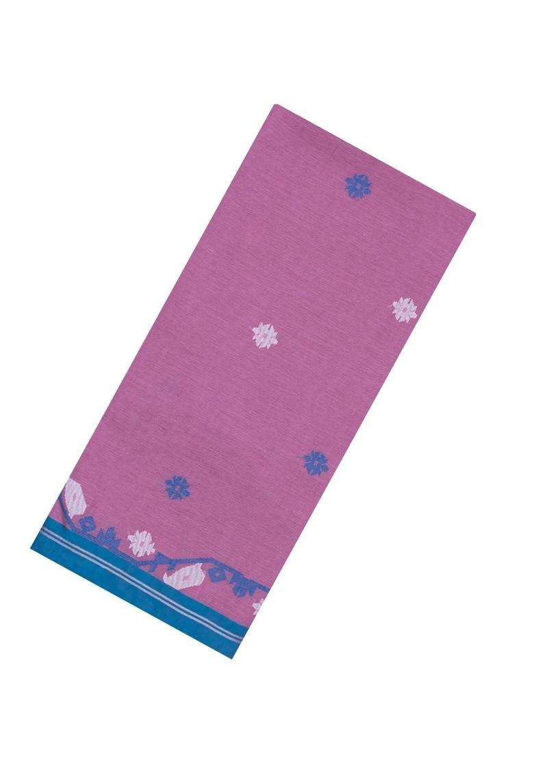 Pink Handloom Bengal Cotton Saree With Meena Buttas With Buttas And Brocade Design For Women - Indya