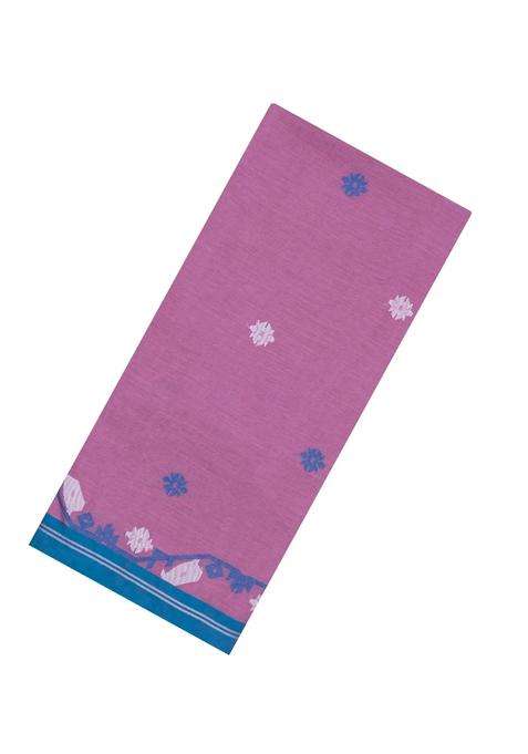 Pink Handloom Bengal Cotton Saree With Meena Buttas With Buttas And Brocade Design For Women