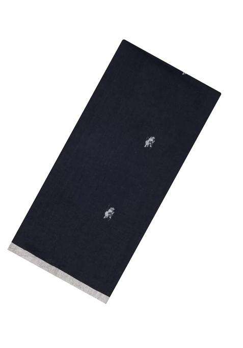 Black Handloom Bengal Cotton Saree With Tribal Buttas With Buttas And Brocade Design For Women