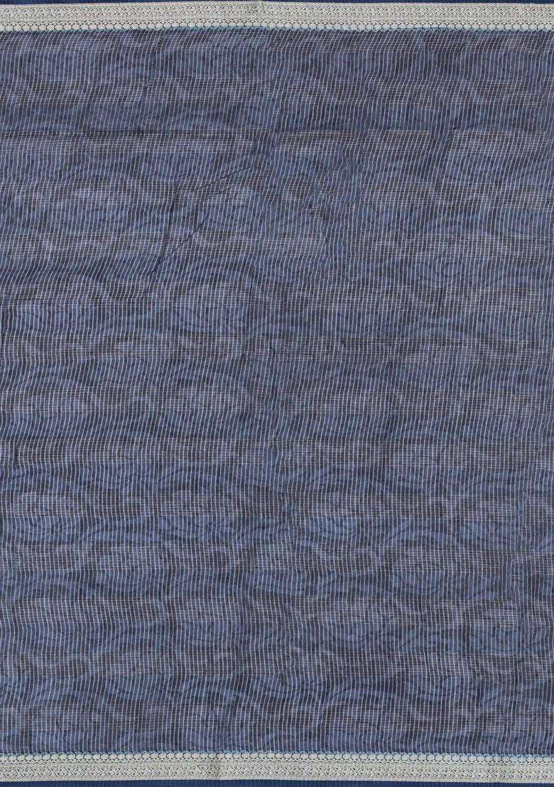 Lilac Printed Chanderi Cotton Saree With Bird Motifs For Women - Indya