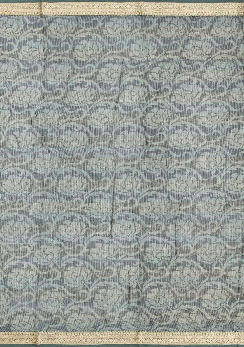Mustard Printed Chanderi Cotton Saree With Bird Motifs For Women - Indya