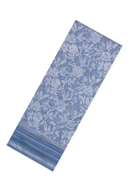 Grey Printed Chanderi Cotton Saree With Zari Border For Women
